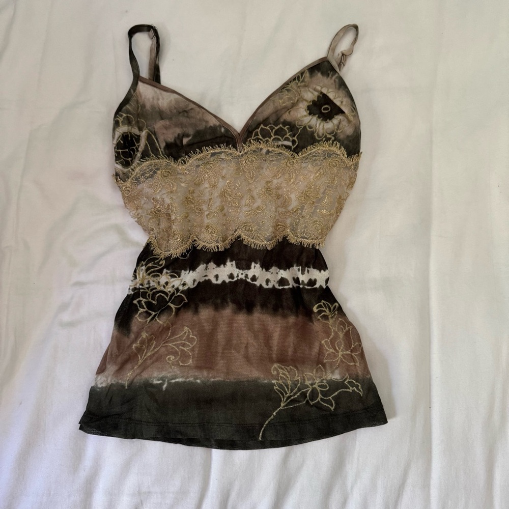 Lace Trim Tie-Dye Camisole